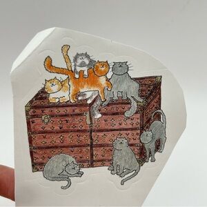 Louis Vuitton Luxury Cat Sticker with Orange and Gray Cats